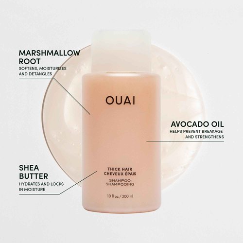 OUAI Thick Shampoo + Refill - Moisturizing Shampoo with Keratin, Marshmallow Root, Shea Butter & Avocado Oil for Thick Hair - Strengthens & Hydrates - Sulfate Free (2 Count, 10 Oz/32 Oz)