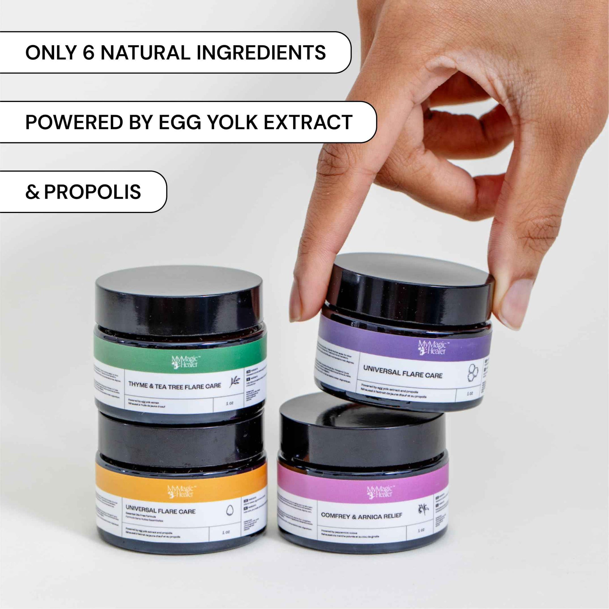 MyMagicHealer Comfort Flare Care | 1oz Collection of All-Natural Salves for Skin Flare-Ups Convenient Relief for Skin Flare-Ups, Acne, Boils, Muscle & Joint Discomfort – Perfect for Travel