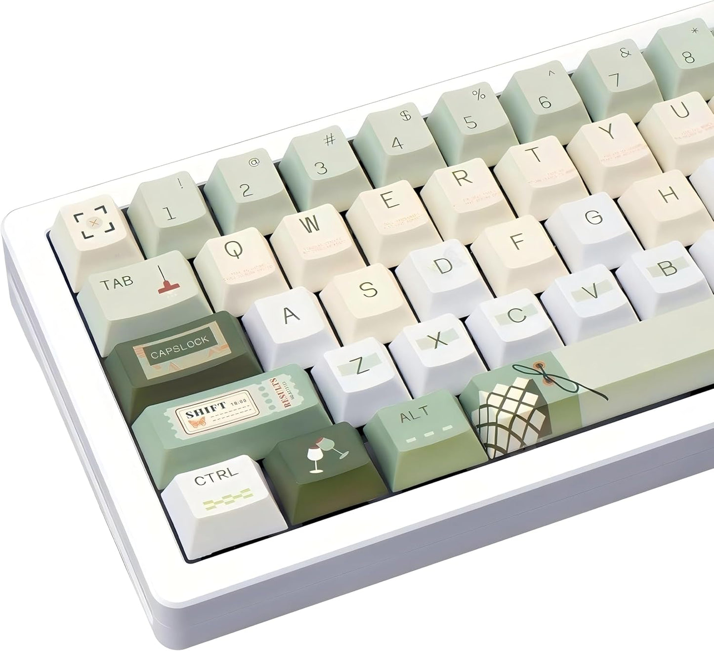 145 Keys PBT Keycap Cherry Profile, Light Blue White Black Bow Aesthetic Dye Sublimation Gaming Custom Keycaps for ANSI/ISO Layout Mechanical Keyboards