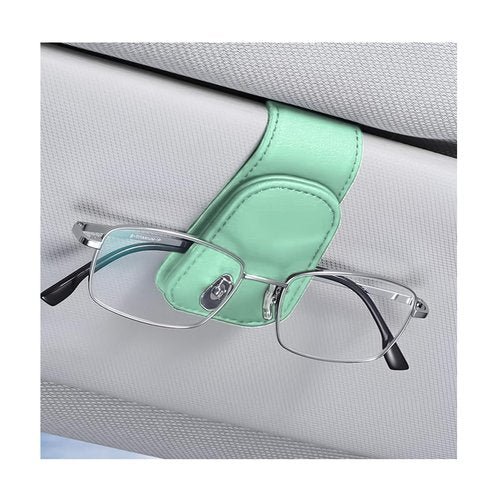 AICEL Sunglasses Holders for Car Sun Visor, Leather Eyeglasses Hanger Mounter, Magnetic Glasses Holder and Ticket Card Clip, Auto Interior Accessories Universal for SUV Pickup Truck