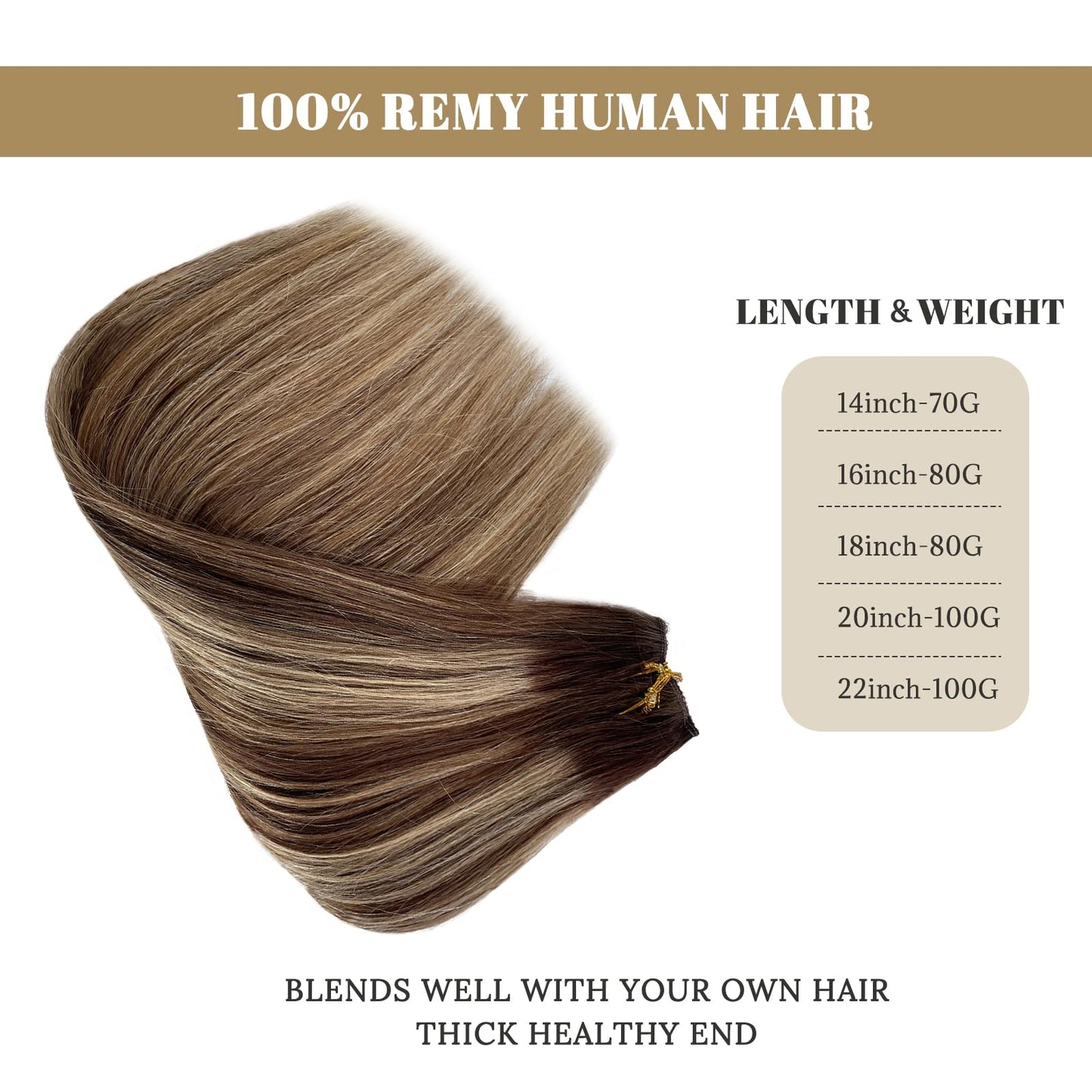 Human Hair Halos Extensions Blonde Highlighted 20 Inch 100g Halos Hair Extensions Real Human Hair Brown with Blonde Balayage Filp in Remy Hair Extensions
