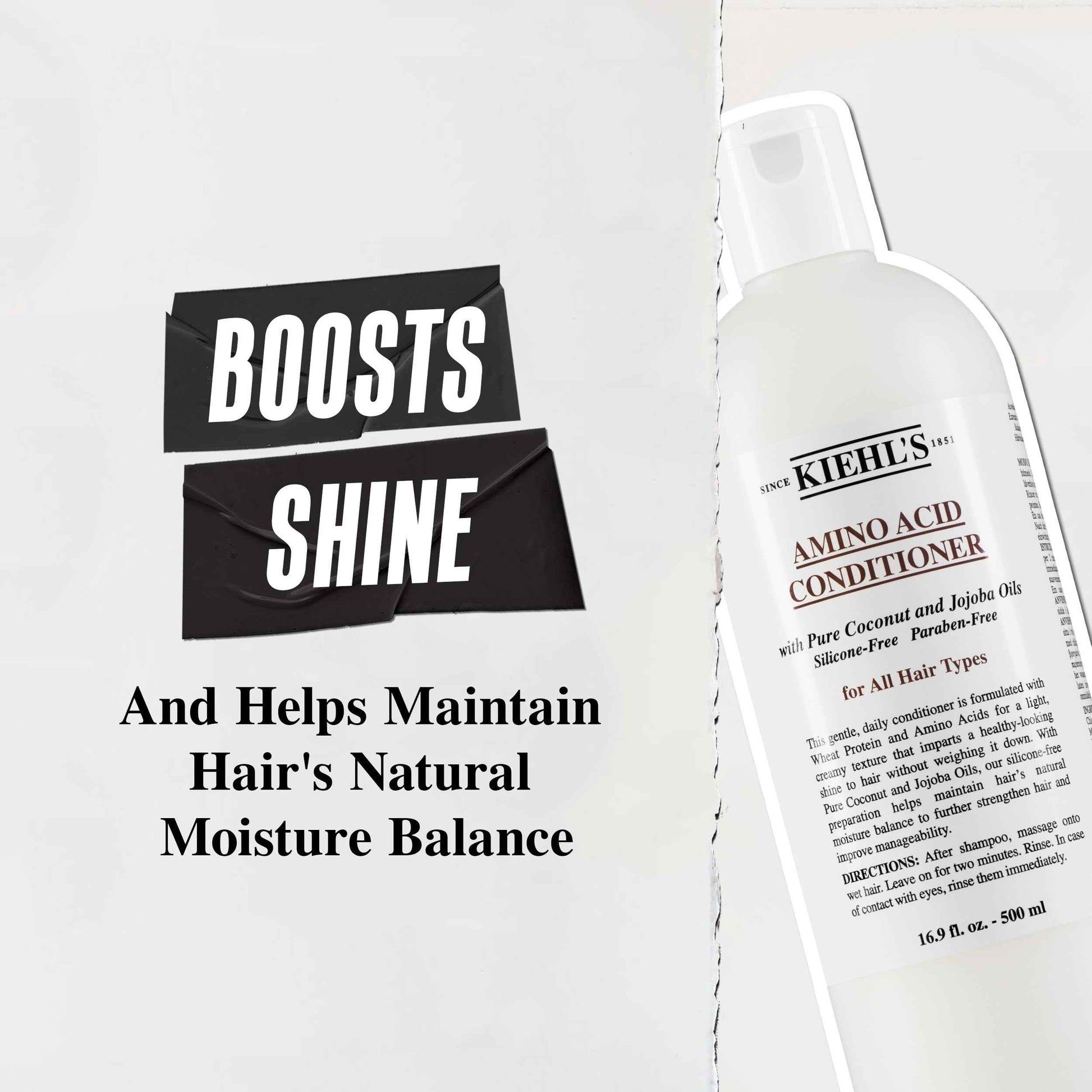 Kiehl's Amino Acid Conditioner, Strengthening and Moisturizing Hair Treatment, with Amino Acids, Jojoba and Coconut Oil to Improve Manageability and Added Shine - 33.8 fl oz /1 Liter Pump