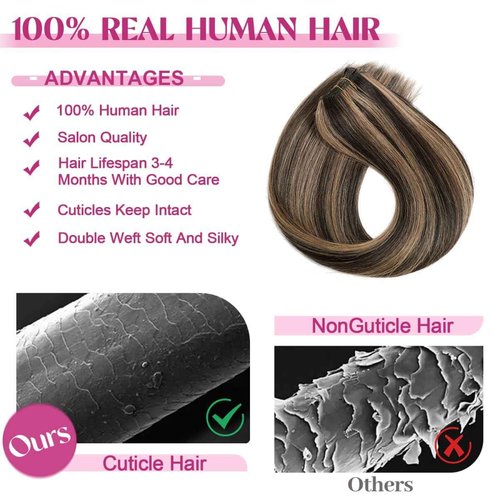 Clip in Hair Extensions Real Human Hair Clip in Extensions for Women Balayage Chocolate Brown to Honey Blonde Straight Remy 100% Human Clips ins Extension 8pcs Double Weft 22 inch 4oz/110g
