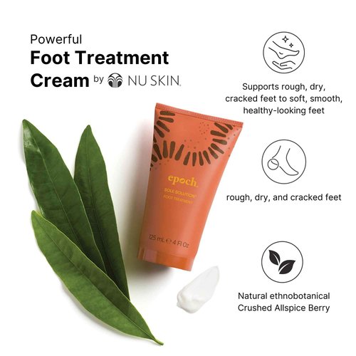 Nu Skin Epoch Sole Solution Foot Treatment | Intensive Moisturizing Cream for Dry Feet, Rough Skin & Heels | Softens Calluses With Natural Papain, Urea, Baobab & Allantoin | 4 oz | 2 Pack