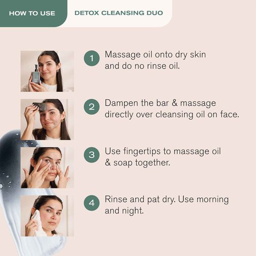 Erno Laszlo Detox Cleansing Duo – Oil Cleanser & Sea Mud Bar for Deep Cleansing, Pore Minimizing, and Oil Control, Includes 6.4 fl. oz. Cleanser and 3.5 oz. Bar Soap