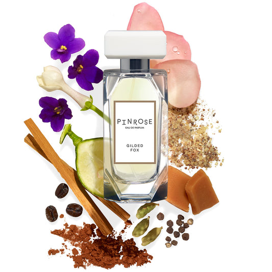 PINROSE Perfumes Gilded Fox - Eau de Parfum Fragrance Spray for Women - Clean, Vegan, Cruelty-free, and Hypoallergenic Scent with Essential Oils - Notes of Cocoa Spice, Buttered Rum, Amber, Coffee, Cardamom and Musk