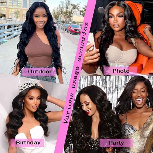 Leicymens 13x6 Lace Front Wigs Human Hair 180% Density HD Lace Frontal Wigs Body Wave Lace Front Wigs Human Hair Pre Plucked With Bleached Knots Black Body Wave Wig 22 Inch