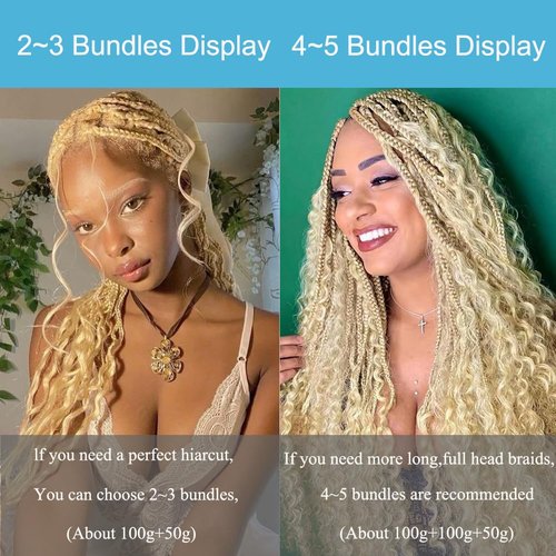 Heyloo Hey my wig 613 Blonde 22 Inch 2 Bundles 100g Boho Human Braiding Hair Curly Deep Wave Bulk Unprocessed Brazilian Virgin Water Wave Human Braiding Hair for Boho Braids Wet and Wavy