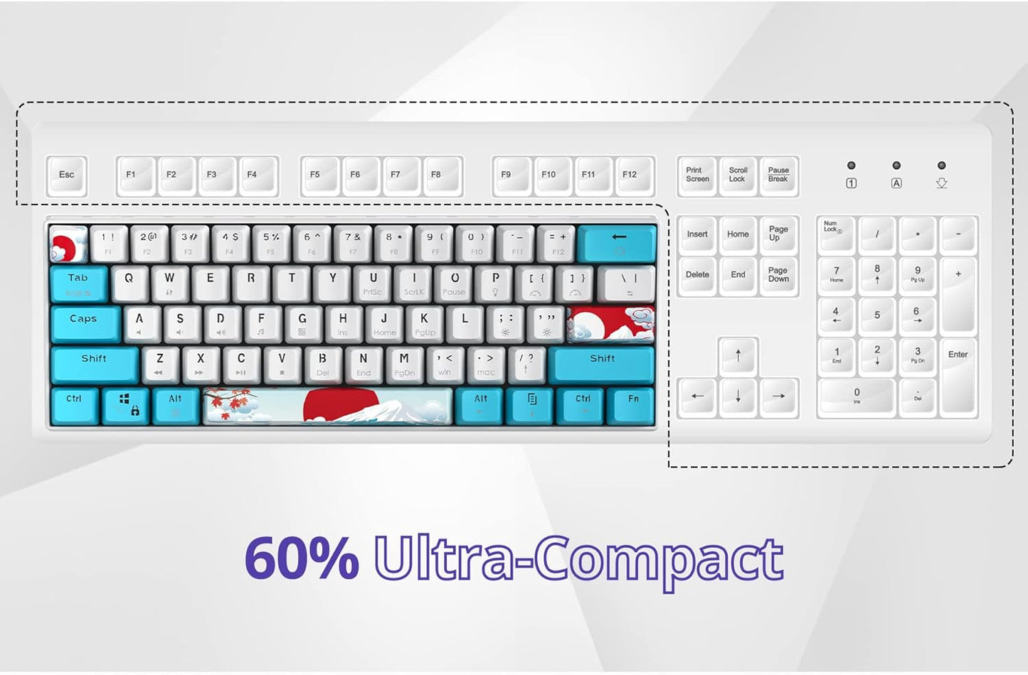 60 Percent Gaming Keyboard Portable 61 Keys Mechanical Keyboard Compact Wired Keyboard RGB Backlit for PC Laptop Gamer(61 Blue/Blue Switch)