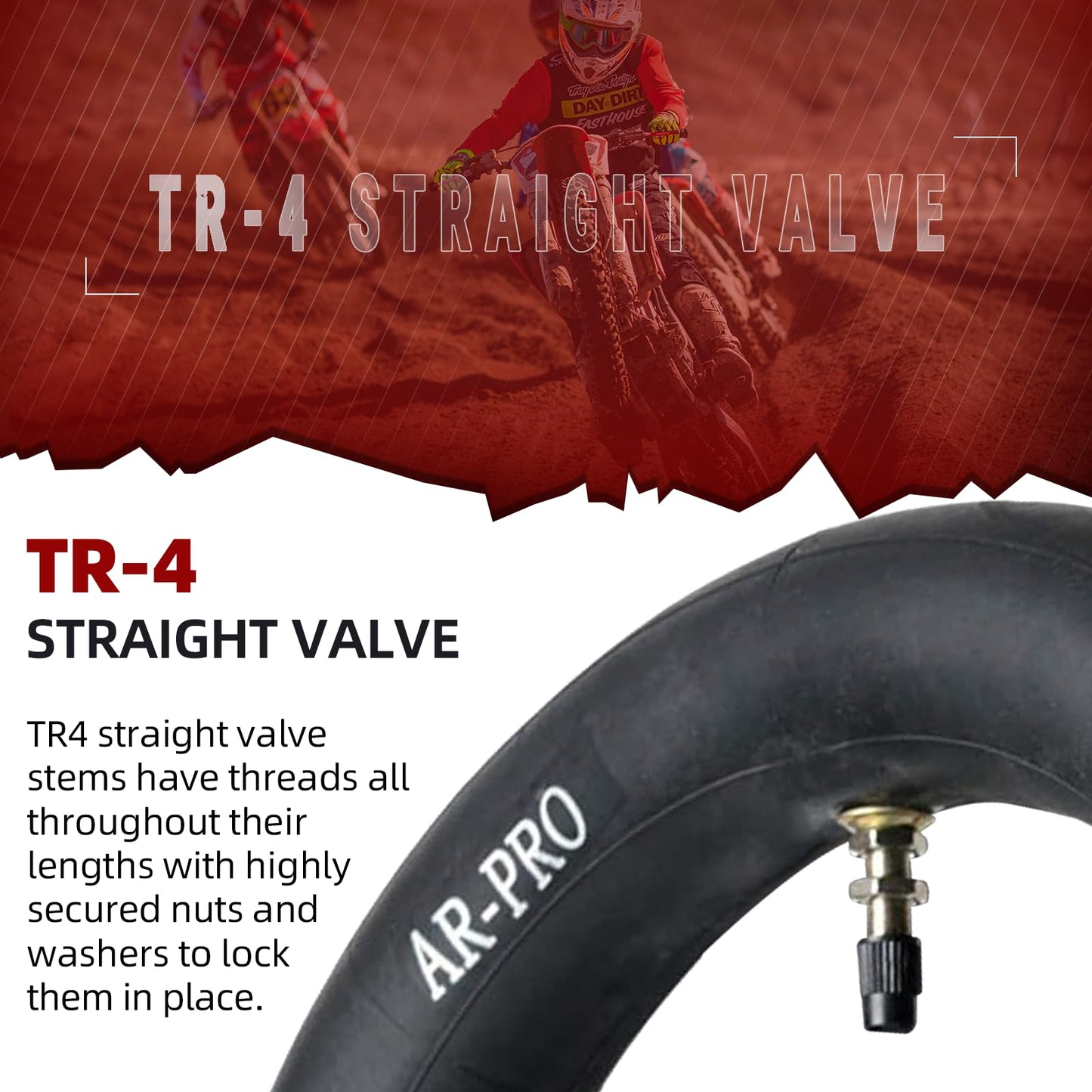 (2-Pack) AR-PRO 3.00/3.50-12" Dirt Bike Inner Tubes with TR4 Valve Stem - 80/200-12 Motocross Bike Tire Replacement Inner Tubes Compatible with Honda CRF50/XR70, Yamaha TTR 90/100, and More