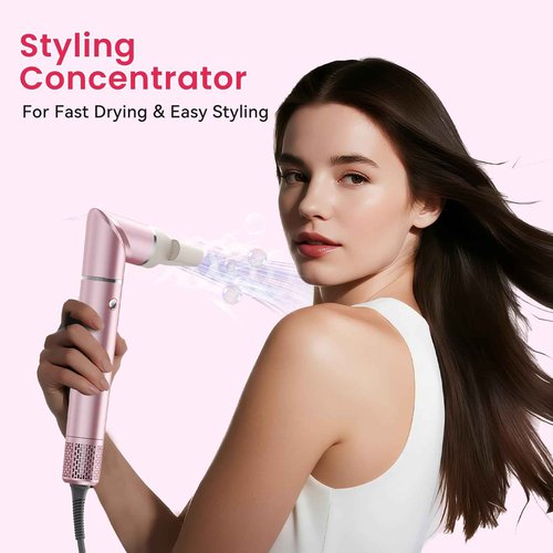 Heyfeel 5 in 1 Hot Air Styler & Hair Dryer Brush, Powerfull Multi Styler with Auto-wrap Curler & Negative Ions for Fast Drying, Curling, Volumizing & Straightening Without Heat Damage(Purple)