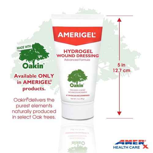 AMERIGEL Total First Aid Bundle - Small - Hydrogel Wound Dressing Moisture Rich Healing Gel (3 oz.) - Saline Wound Wash First Aid Cleansing Solution (7.1 oz.) - Bordered Gauze