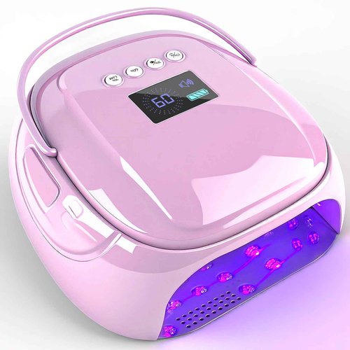 BOMOQING 126W Rechargeable UV LED Nail Lamp, Portable Cordless Nail Dryer with Auto Sensor and 4 Timer Settings, Professional Curing Lamp for Gel Polish and Salon (Purple)