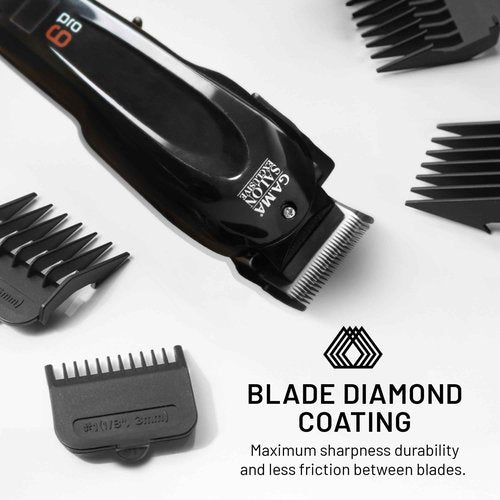 GA.MA Magnetic Clipper Pro 9, Corded, High-Performance Motor, DLC Diamond-Coated Stainless Steel Blade, Adjustable Lever, 4 Combs