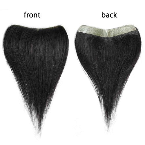 Maweilar Frontal Hairpiece for Women, 0.78"x6.3", 10", Natural Black Hair Extension Hairline Loss Straight Tape in Human Hair Toppers Replacement Toupee (Natural Black, 0.78"x6.3", 10")