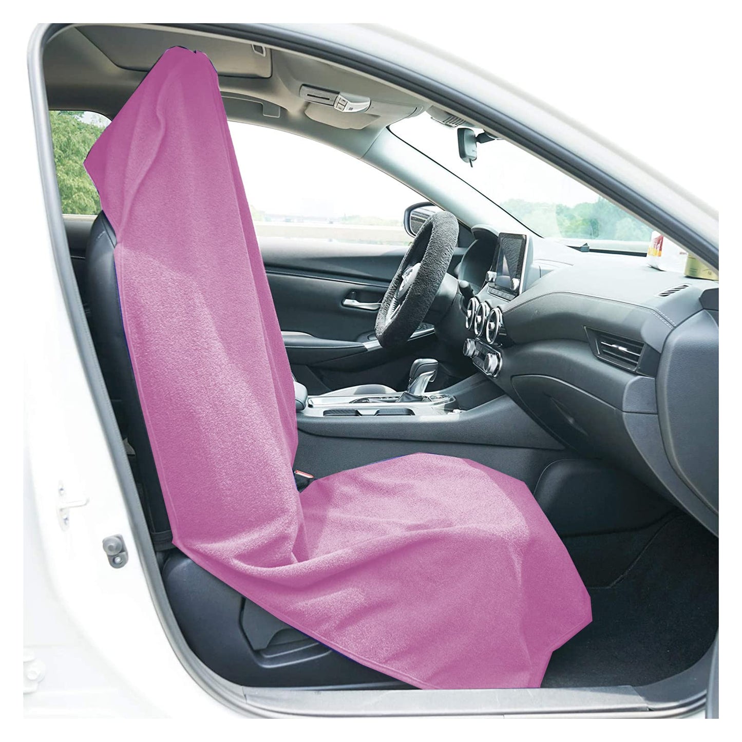 LoyaGour Car Seat Cover Protector Front Seats,for Gym Workout,Running,Swimming,Beach and Hiking,Waterproof Sweat Towel Bucket Seat Covers for Cars SUV Trucks (Pink, 1Pcs)