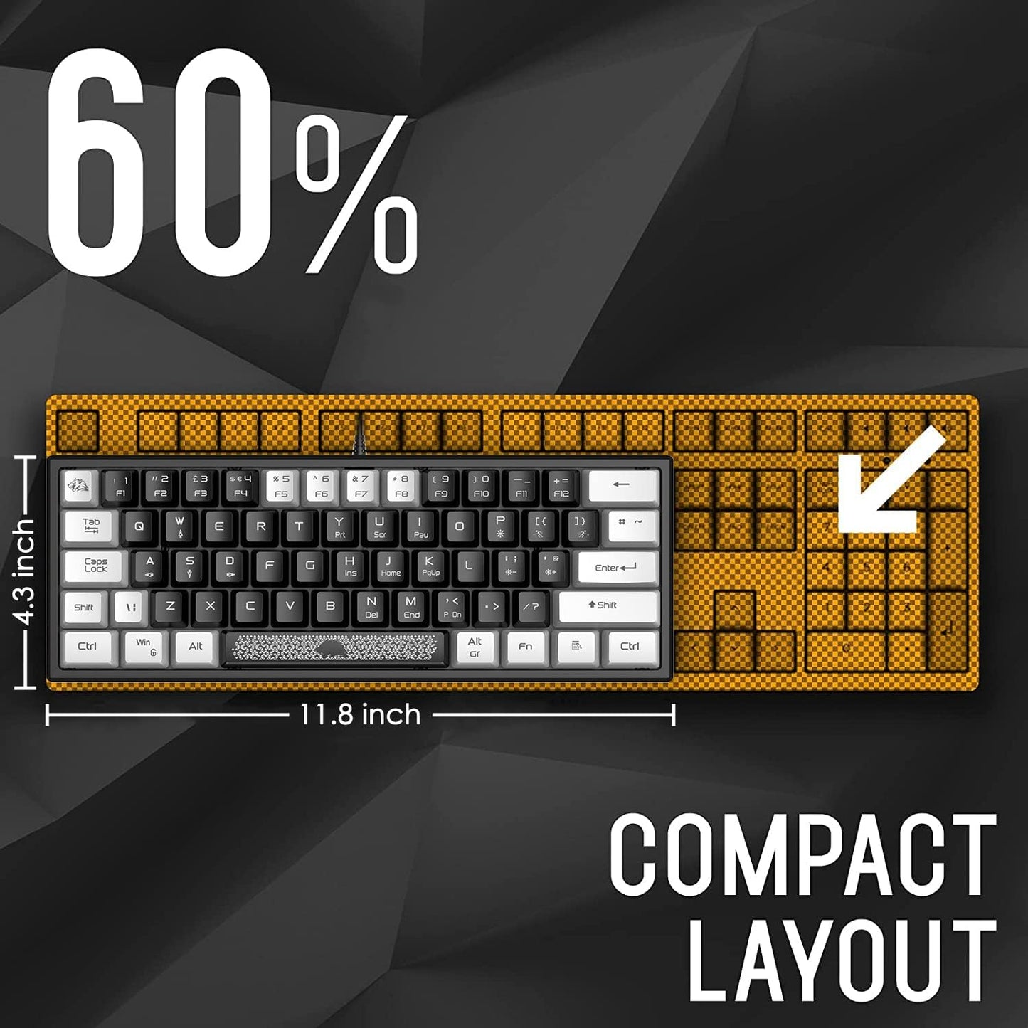 60% Gaming Keyboard and Mouse Combo Small Mini RGB Backlight Mechanical Feeling and Mechanical RGB 6400 DPI Honeycomb Optical Mouse,Gaming Mouse pad for Gamers and Typists Black