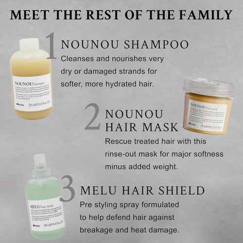 Davines NOUNOU Hydrating Deep Shampoo & Conditioner for Bleached, Permed, Relaxed, Damaged Hair or Very Dry Hair, Replenishes Chemically Processed Hair, 8.45 & 8.82 fl. oz.
