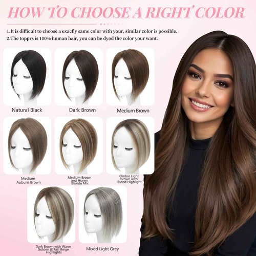 FU SHEN Hair Toppers for Women Real Human Hair Upgrade 7x10cm Swiss Base Human Hair Toppers 360°Coverage Hairpieces Toppers Hair Pieces for Women Wiglet for Women10inch(4/27#)