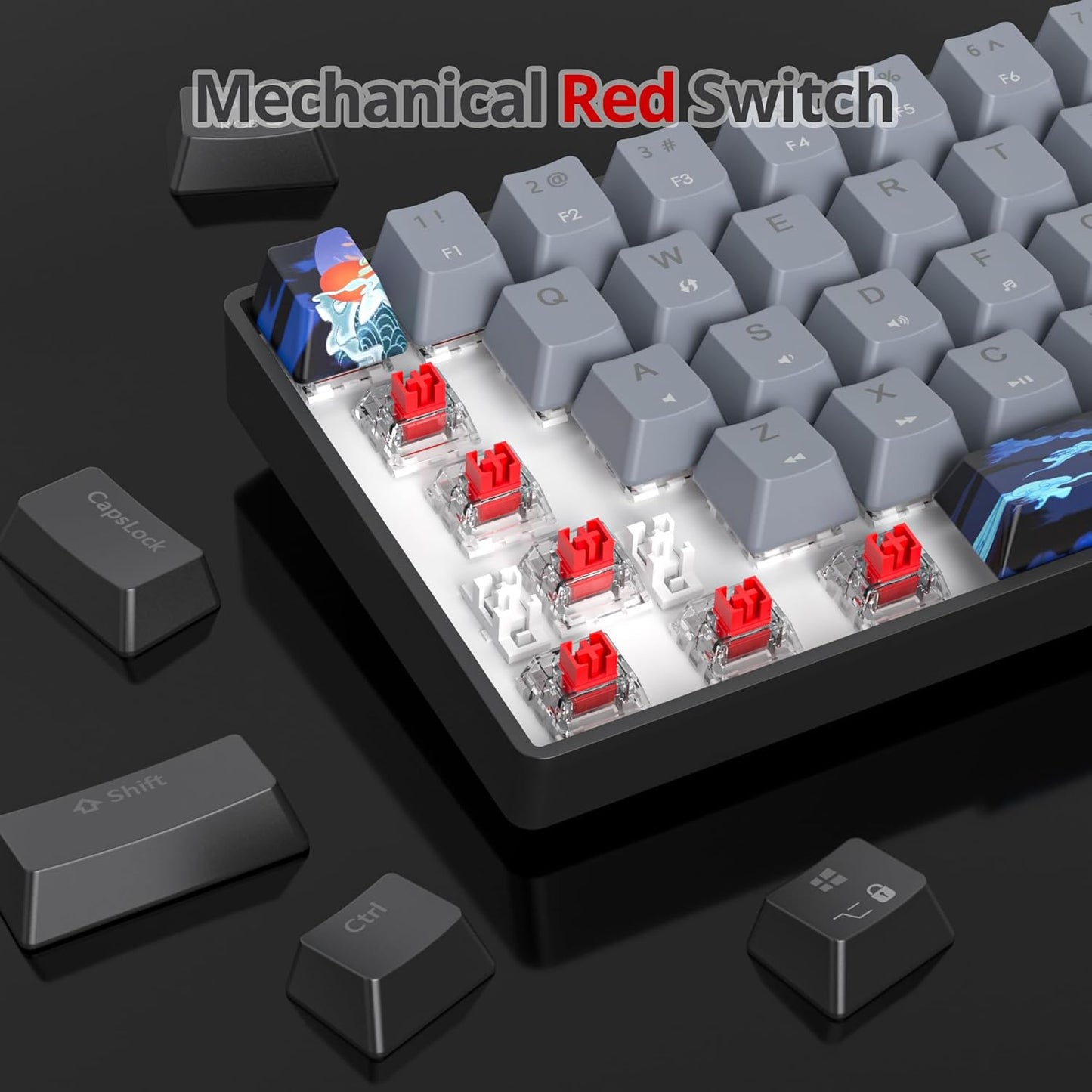 60 Percent Gaming Keyboard Portable 61 Keys Mechanical Keyboard Compact Wired Keyboard RGB Backlit for PC Laptop Gamer(61 Blue/Blue Switch)