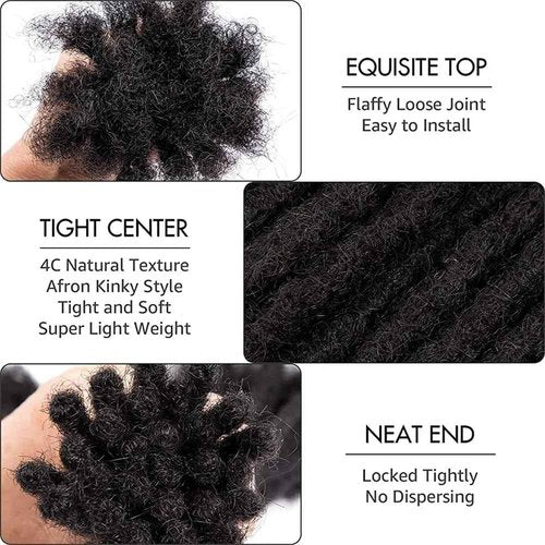 Dreadlock Extensions Human Hair Loc Extensions Dreads Extensions for Men Women 0.4 cm 10 Inch 60 Strands Handmade Permanent Locs Extension Natural Black Soft Locs Hair Extensions Can be Dyed Bleached