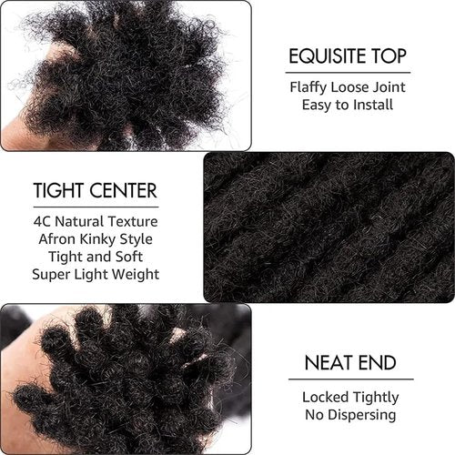Dreads Extensions for Men Women Loc Extensions Human Hair Dreadlock Extensions 0.4 cm 14 Inch 30 Strands Handmade Permanent Locs Extension Natural Black Soft Locs Hair Extensions Can be Dyed Bleached