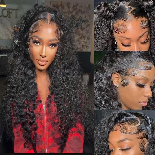 VOLLIUKE 13x6 Deep Wave Lace Front Wigs Human Hair 22 Inch 200% Density Deep Curly Hd Lace Frontal Wig 13x6 Glueless Hd Lace Front Wigs Human Hair Pre Plucked Natural Black