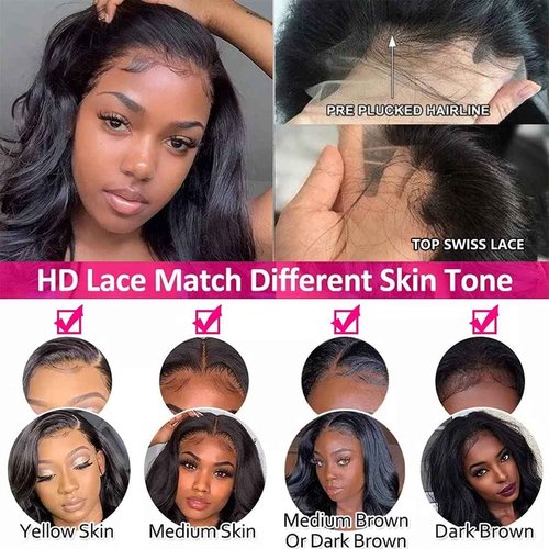 VGIRL Glueless 13x4 HD Lace Front Wigs Human Hair Pre Plucked with Baby Hair 180 Density 10A Straight Transparent Lace Frontal Human Hair Wigs for Black Women Bleached Knots (18 inch, Natural Color)