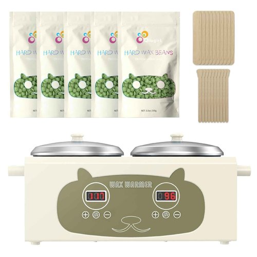 Qiiugirl Professional Hair Removal Wax Pot Heater with Waxing Kits for Hair Removal, Green