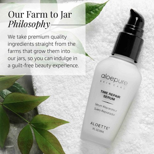 Aloette Time Repair Anti Wrinkle Serum, Age Defying Face Serum, Lightweight Formula, All Skin Types, Cruelty Free, 1 Fl Oz