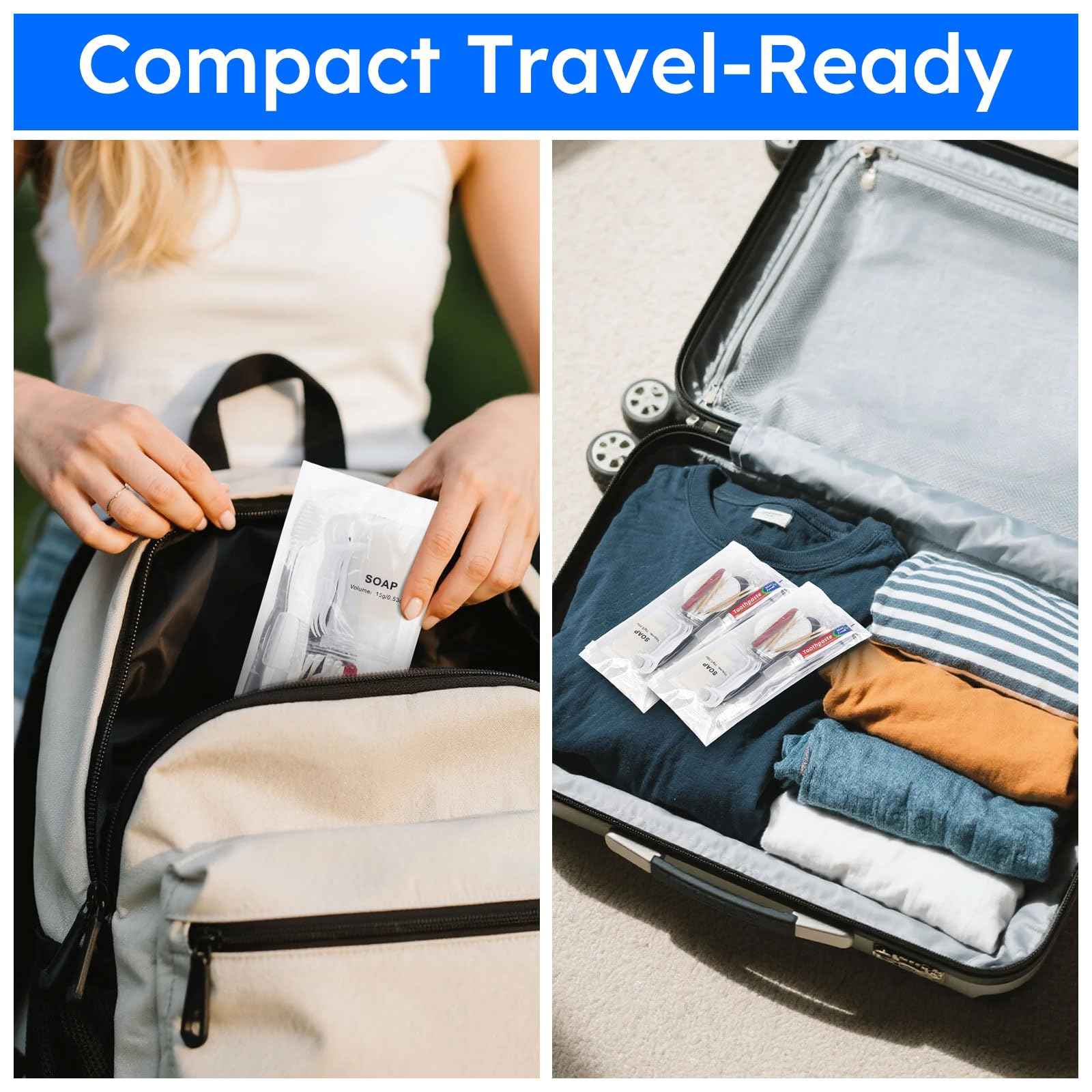 LLHQAMT Travel Toothbrush Kit, Hygiene Kit Comes in A Double Sealed Individual Package, Personal Hygiene Kit for Hotel, Camping, Home and Travel (50 Set)