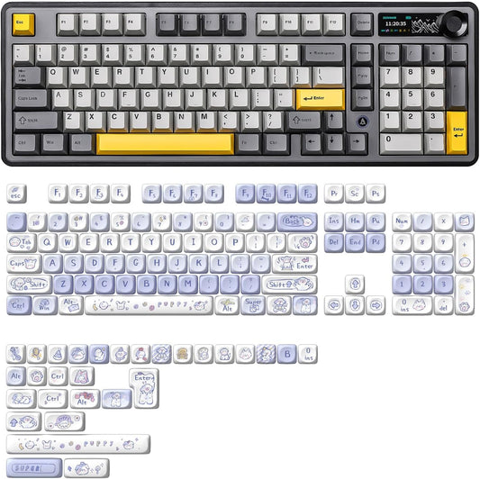 AJAZZ AK980 Wireless Keyboard with Smart Display & Knob,PBT Keycaps-MOA Highly Rounded Heat Sublimation
