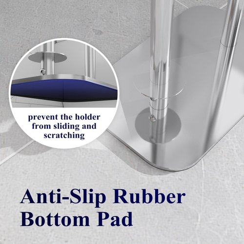 Kitsure Toilet Paper Holder Free Standing – Rustproof Metal Toilet Paper Stand for 4 Rolls with Anti-Slip Base and Shelf for Phone & Small Items, Bathroom Organizers and Storage, Medium, Silver