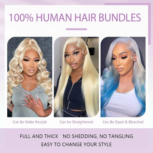 613 Blonde Bundles Human Hair Body Wave Single Bundle 24 Inch 12A Grade 100% Unprocessed Human Hair Brazilian Virgin Hair Weave 613 Body Wave Bundles Machine Double Weft 100G