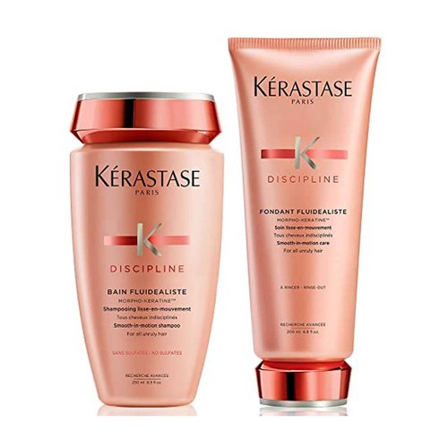 Kerastase Discipline Smoothing Anti-Frizz Shampoo & Conditioner Set For All Hair Types - Smooths and Controls Frizz With Morpho-Keratine