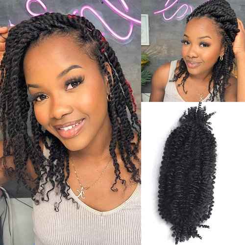 Afro Kinky Curly Braiding Hair for Dreadlocks, Loc Repair, Twists, Dreadlock Human Hair Bulk Pre-Separated Spring Afro Twist Human Hair Extensions 18Inch 100g