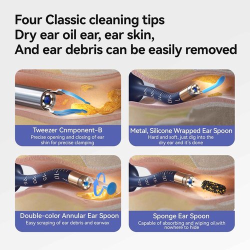 【Upgrade Version】Earsight Plus E33R Ear Wax Removal Tool Camera, Ear Cleaner with Flexible Ear Camera Otoscope, Visual Ear Pick Tweezers Wax Remover, Ear Cleaning Kit for Family