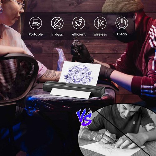 COLORWING Tattoo Stencil Printer, TP83 Upgrade Wireless Tatoo Printer with 10pcs Transfer Paper, Professional Tattoo Printer Compatible with Smartphones & PC
