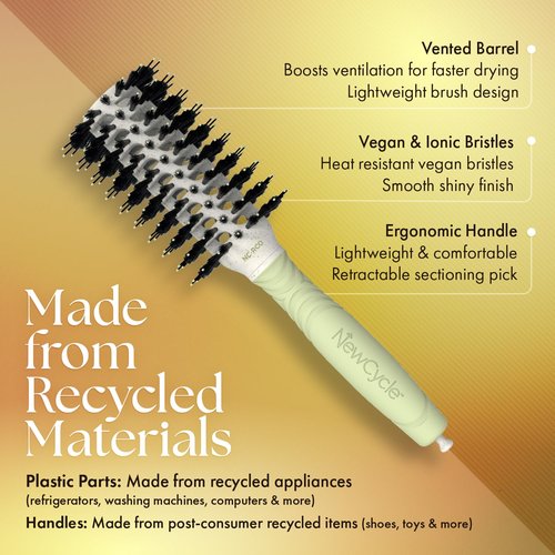 Olivia Garden NewCycle Ionic bristles Cushion Hair Brush and made from 100% recycled material (except bristles and cushion)
