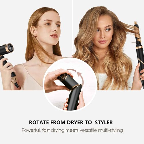 TAHSHINE Blow Dryer Brush Set,5 in 1 Hair Styler,Hair Dryer Brush Electric,Auto Wrap Curler Hair Styler,Detachable Brush Heads Comb for Straightening Automatic Curling Styling,Foldable Hair Dryer
