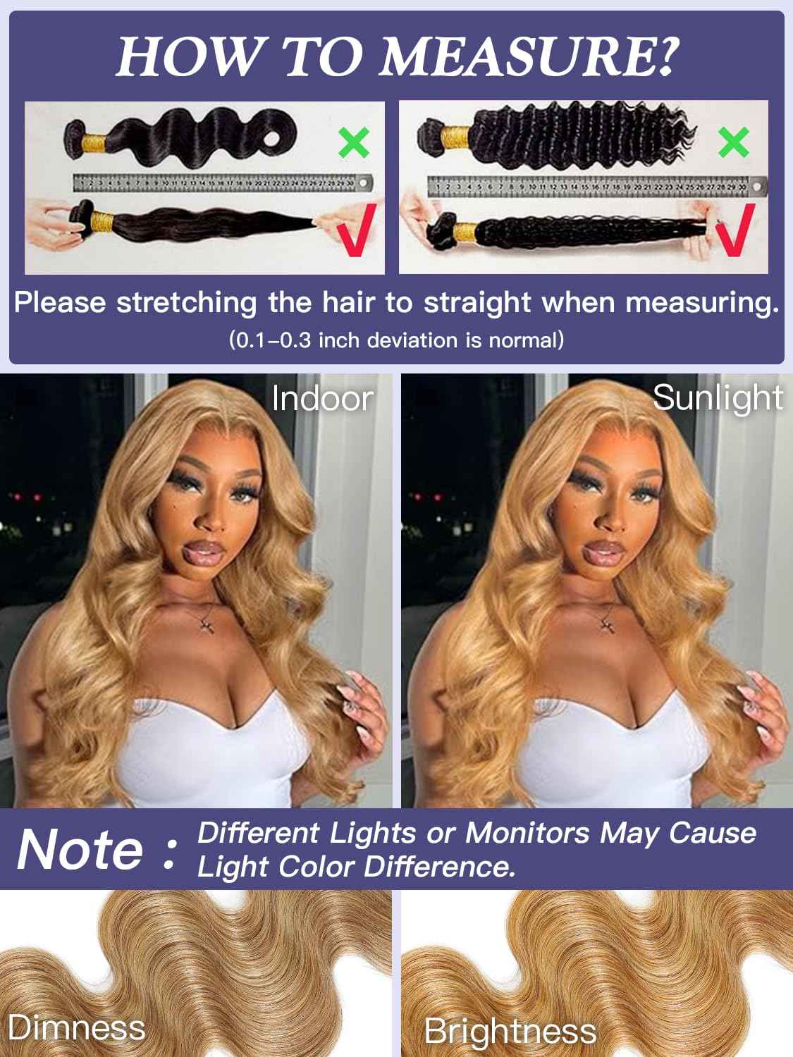 Honey Blonde Bundles with Closure Human Hair Body Wave 10 12 14+10 Inch, Color 27 Golden Ash Blonde 3 Bundles with 4x4 HD Closure 12A 100% Raw Brazilian Virgin Hair Sew In Weave with 4x4 Closure #27