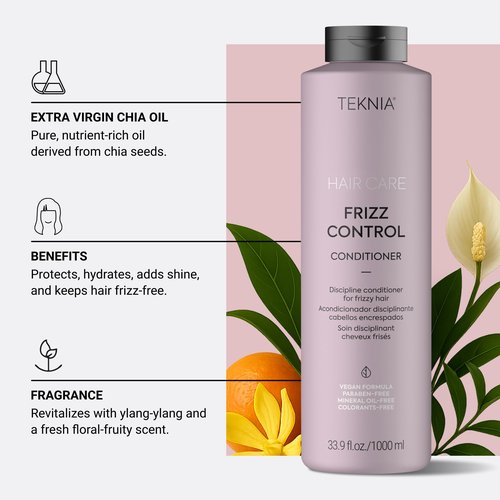 LAKMÉ Teknia Frizz Control Shampoo, Anti Frizz Shampoo for Frizzy or Curly Hair, 33.8 Fl Oz