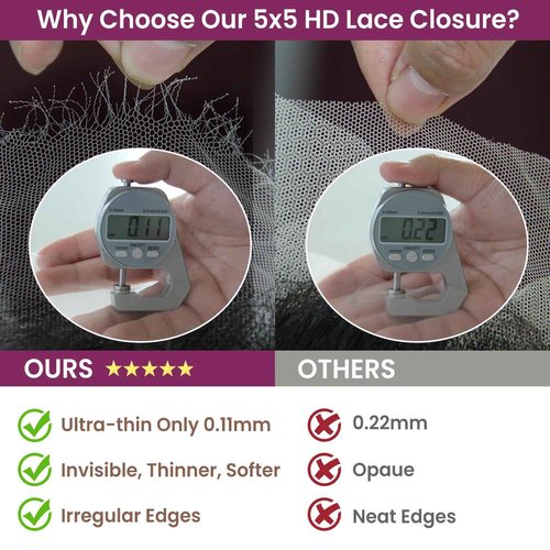 Topnormantic Invisible 5x5 HD Lace Closure, 12A Brazilian Human Hair HD Lace Closure Free Part Silk Straight Virgin Hair HD Transparent Lace Closures Pre Plucked with Baby Hair Natural Color 18 Inch