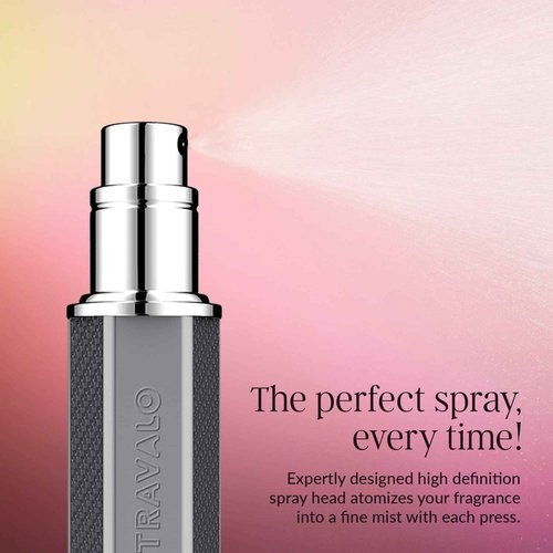 Travalo Vector Travel Perfume Atomizer with U-Change System - Leak-Proof and TSA Approved for Air Travel - Stylish Mini Perfume Refillable Bottle with Case - Silver 0.17oz