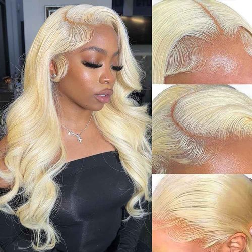 NIHAOWIG 613 Lace Front Wig Human Hair 200 Density Blonde Wig Human Hair Body Wave 13x6 HD Lace Front Wigs Human Hair Pre Plucked 613 Lace Frontal Wig for Women 28 Inch
