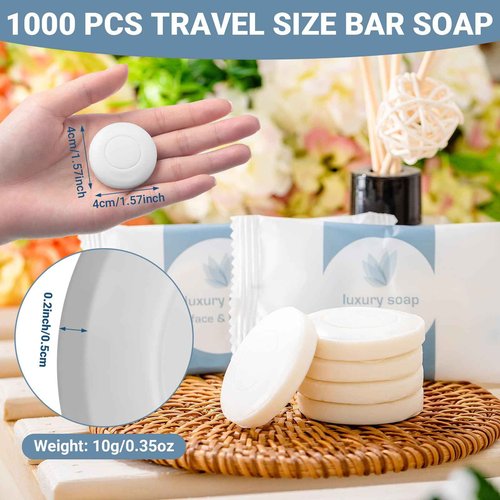Kacctyen 800 Pcs 0.35oz Mini Bar Soap Bulk Individually Wrapped Bulk Hand Hotel Soap Bars Travel Size Toiletries for Guest Hotel Bathroom Vacation Rentals