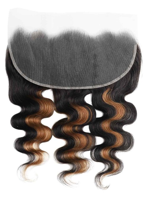 Anmetan F1B/30 Ombre 13x6 Hd Frontal Only Human Hair Body Wave, Breathable Transparent Lace Ear To Ear Frontal Hd Lace 13x6 150% Density Free Part Honey Blonde Highlight 12A Remy Hair Closure 12 Inch