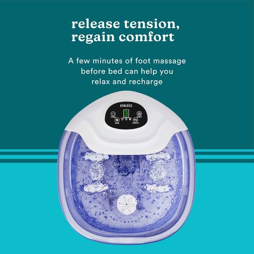 HoMedics Salt-N-Soak Footbath with Heat Boost and Soaking Salt Starter Kit, 4 Soothing Massage Rollers, Toe-Touch Controls, Splash Guard, Bubble, Vibration Massage, Bath Salt Dispenser, LED Display