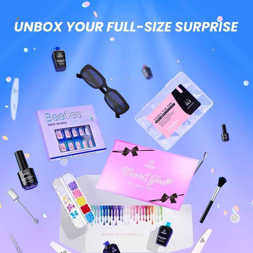 Beetles Gel Nail Polish Kit with U V Light - Gift Box Wild Gleam Collection 36 Colors Nail Polish Kit 75 Pcs for Women Girls Gel & Top Base Coat with Brushes & False Nails Tip Must Have Salon at Home