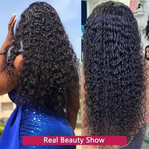 Glueless Wigs Human Hair Pre Pluck 180% Density 13x4 Wet and Wavy Water Curly HD Lace Front Wigs Human Hair Pre Pluck with Baby Hair Wigs for Black Women (28inch）